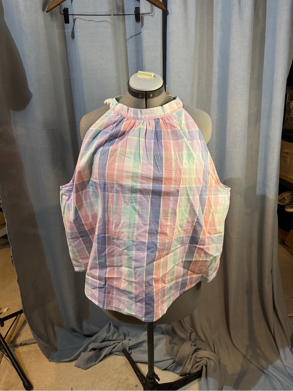 J. Crew Pastel Plaid Halter Tank in Pink, Blue, Green, Cream